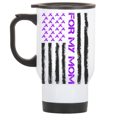 Alzheimer's Awareness For My Mom Support Flag Stainless Steel Travel Mug