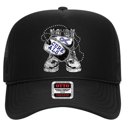 ALS Awareness For Military Veteran High Crown Mesh Back Trucker Hat