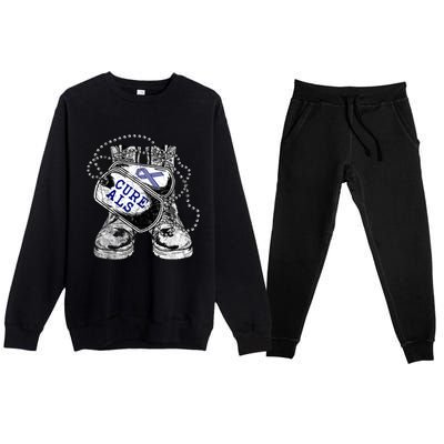 ALS Awareness For Military Veteran Premium Crewneck Sweatsuit Set