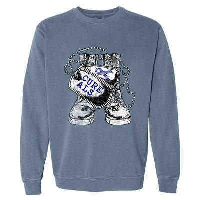 ALS Awareness For Military Veteran Garment-Dyed Sweatshirt