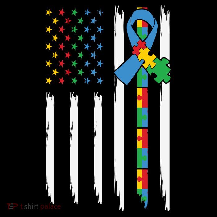Autism American Flag Distressed Autism Awareness Cooling Performance Long Sleeve Crew