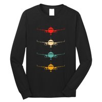 Aviation Airplane Flying Airline Funny Vintage Pilot Long Sleeve Shirt