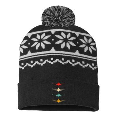 Aviation Airplane Flying Airline Funny Vintage Pilot USA-Made Snowflake Beanie