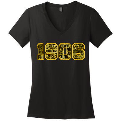 Alpha African Fraternity Hand Sign 1906 Words Women's V-Neck T-Shirt