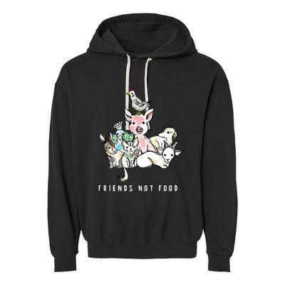 Animals Are Friends Not Food Pig Cow Vegan Vegetarian Garment-Dyed Fleece Hoodie