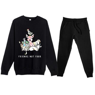 Animals Are Friends Not Food Pig Cow Vegan Vegetarian Premium Crewneck Sweatsuit Set