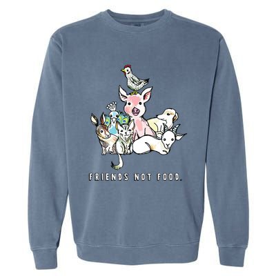 Animals Are Friends Not Food Pig Cow Vegan Vegetarian Garment-Dyed Sweatshirt