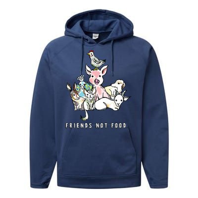 Animals Are Friends Not Food Pig Cow Vegan Vegetarian Performance Fleece Hoodie