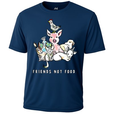 Animals Are Friends Not Food Pig Cow Vegan Vegetarian Cooling Performance Crew T-Shirt