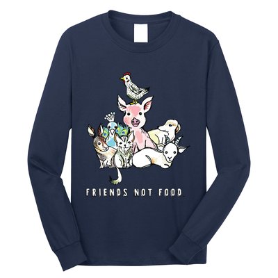 Animals Are Friends Not Food Pig Cow Vegan Vegetarian Long Sleeve Shirt