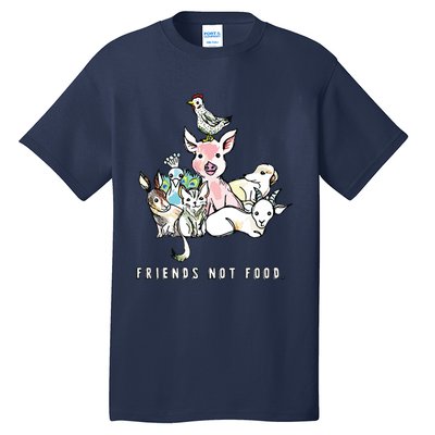 Animals Are Friends Not Food Pig Cow Vegan Vegetarian Tall T-Shirt