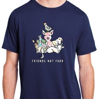 Animals Are Friends Not Food Pig Cow Vegan Vegetarian Adult ChromaSoft Performance T-Shirt