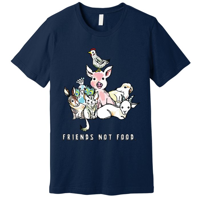 Animals Are Friends Not Food Pig Cow Vegan Vegetarian Premium T-Shirt