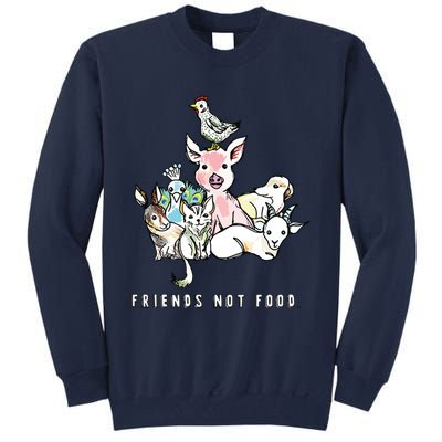 Animals Are Friends Not Food Pig Cow Vegan Vegetarian Tall Sweatshirt