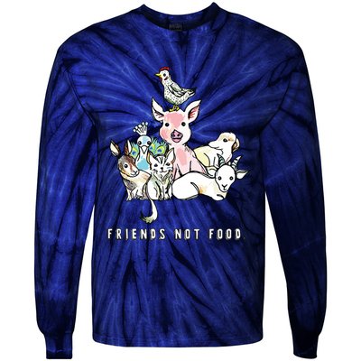 Animals Are Friends Not Food Pig Cow Vegan Vegetarian Tie-Dye Long Sleeve Shirt