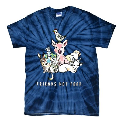 Animals Are Friends Not Food Pig Cow Vegan Vegetarian Tie-Dye T-Shirt