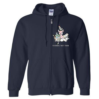 Animals Are Friends Not Food Pig Cow Vegan Vegetarian Full Zip Hoodie