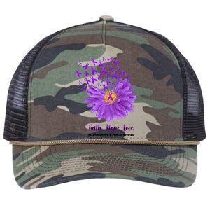 Alzheimer's Awareness Faith Hope Love Retro Rope Trucker Hat Cap