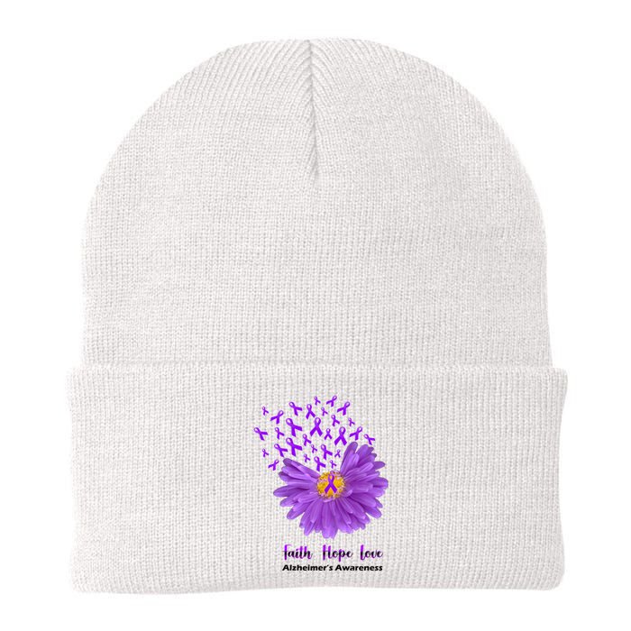 Alzheimer's Awareness Faith Hope Love Knit Cap Winter Beanie