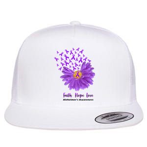 Alzheimer's Awareness Faith Hope Love Flat Bill Trucker Hat