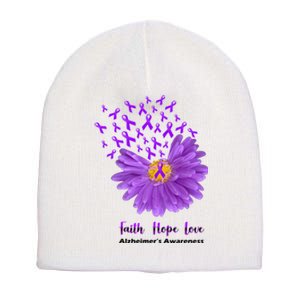 Alzheimer's Awareness Faith Hope Love Short Acrylic Beanie