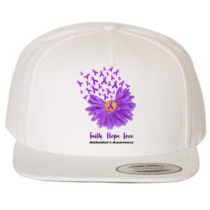 Alzheimer's Awareness Faith Hope Love Wool Snapback Cap