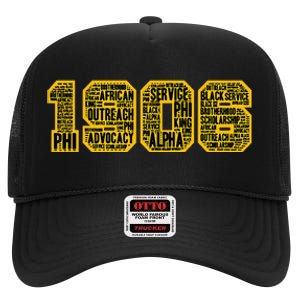 Alpha African Fraternity Hand Sign 1906 Words High Crown Mesh Back Trucker Hat