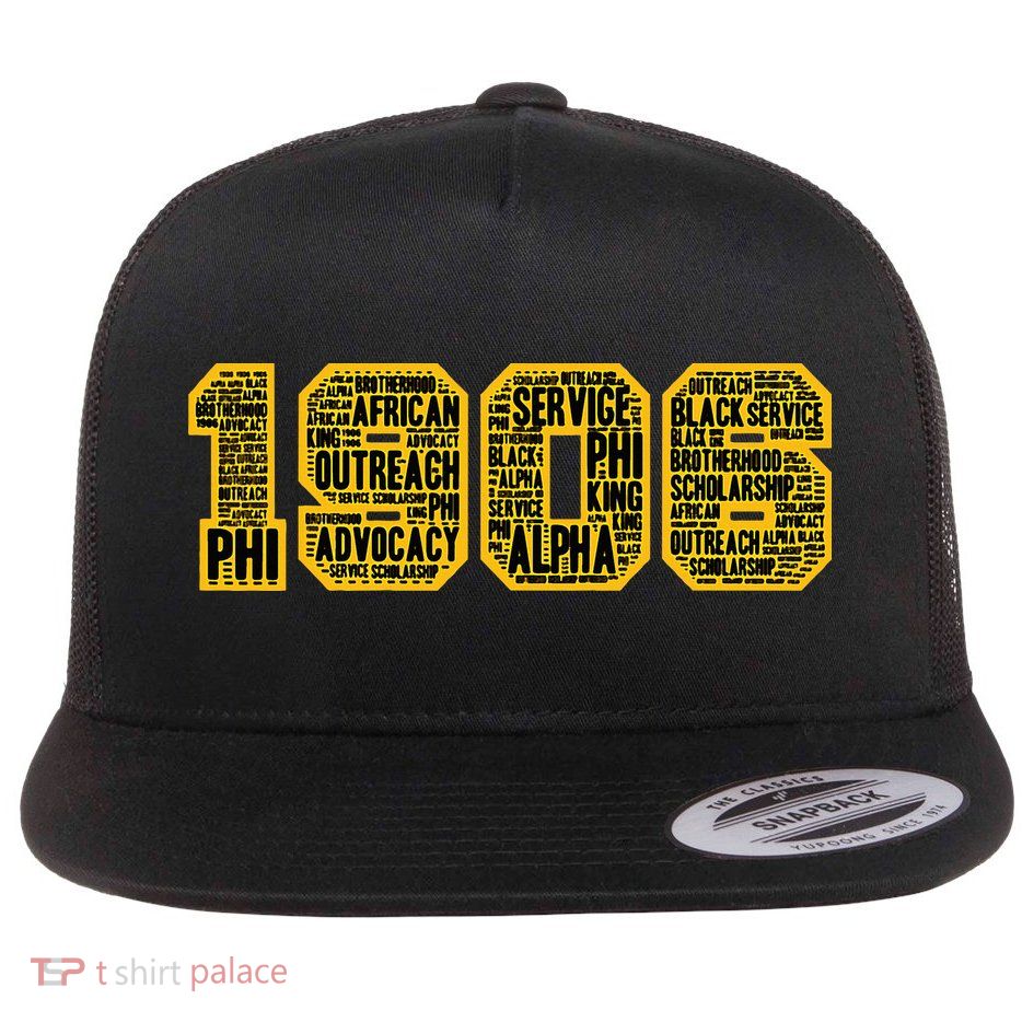 Alpha African Fraternity Hand Sign 1906 Words Flat Bill Trucker Hat