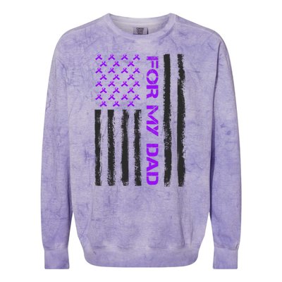 Alzheimer's Awareness For My Dad Support Flag Colorblast Crewneck Sweatshirt