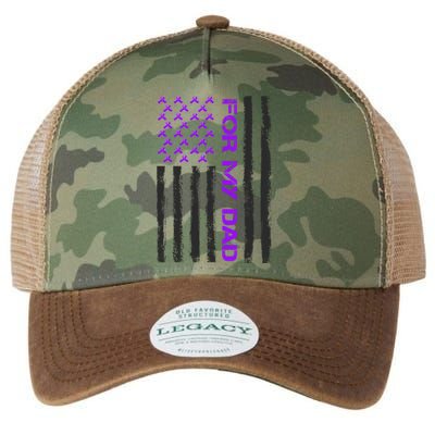 Alzheimer's Awareness For My Dad Support Flag Legacy Tie Dye Trucker Hat