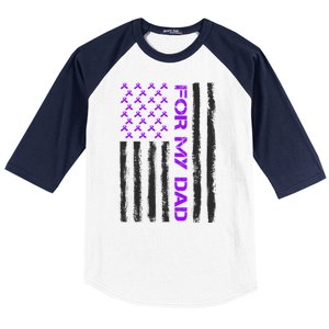 Alzheimer's Awareness For My Dad Support Flag Baseball Sleeve Shirt