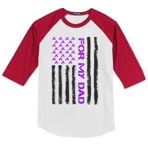 Alzheimer's Awareness For My Dad Support Flag Kids Colorblock Raglan Jersey