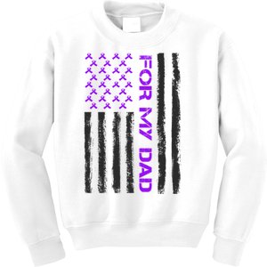 Alzheimer's Awareness For My Dad Support Flag Kids Sweatshirt