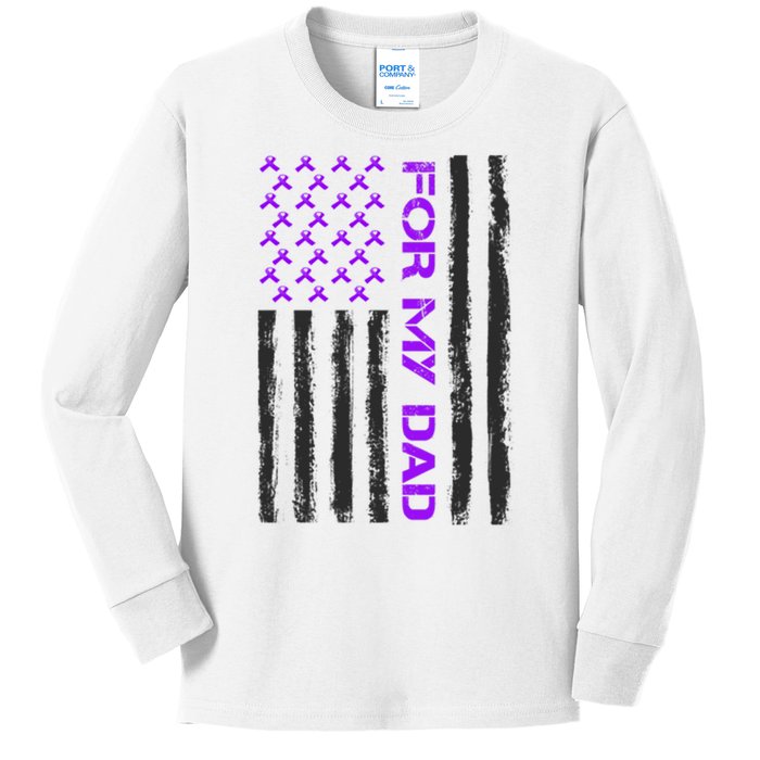 Alzheimer's Awareness For My Dad Support Flag Kids Long Sleeve Shirt