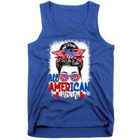 All American Flag Mom Messy Bun Mama 4th Of July Mommy Gift Tank Top