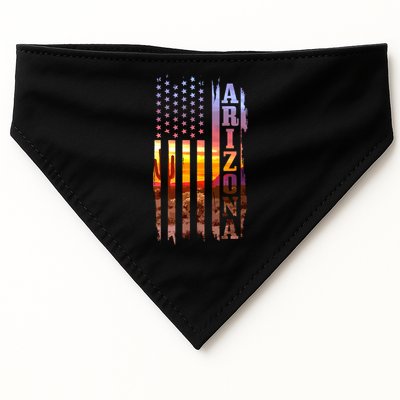 Arizona American Flag Pride Landscape Cactus Patriotic Gift Great Gift USA-Made Doggie Bandana