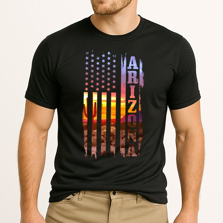 Arizona American Flag Pride Landscape Cactus Patriotic Gift Great Gift Cooling Performance Crew T-Shirt