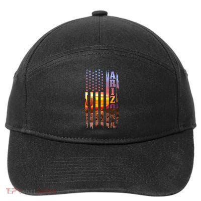 Arizona American Flag Pride Landscape Cactus Patriotic Gift Great Gift 7-Panel Snapback Hat