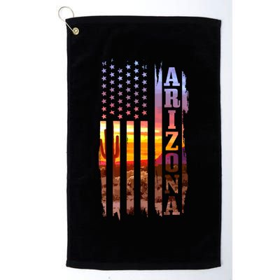 Arizona American Flag Pride Landscape Cactus Patriotic Gift Great Gift Golf Towel