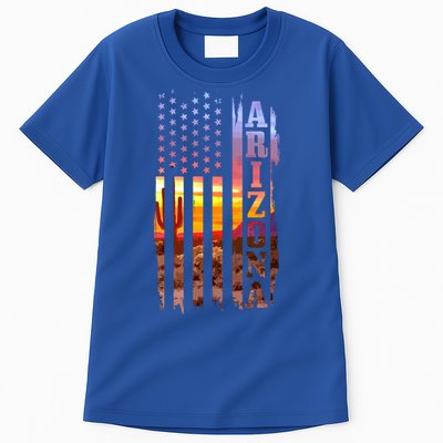 Arizona American Flag Pride Landscape Cactus Patriotic Gift Great Gift Tall T-Shirt