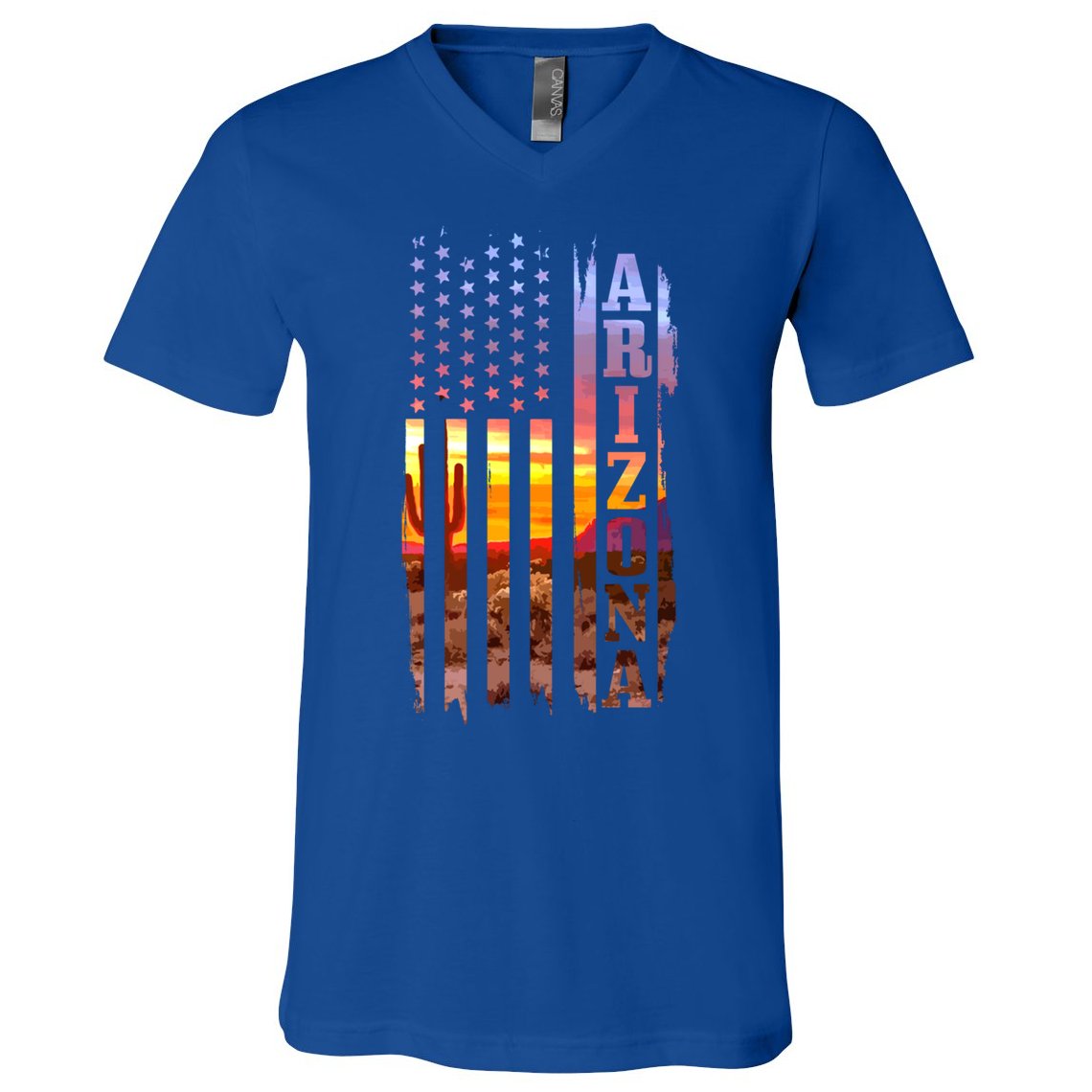 Arizona American Flag Pride Landscape Cactus Patriotic Gift Great Gift V-Neck T-Shirt