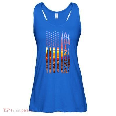 Arizona American Flag Pride Landscape Cactus Patriotic Gift Great Gift Ladies Essential Flowy Tank