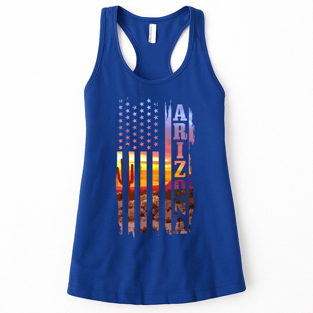 Arizona American Flag Pride Landscape Cactus Patriotic Gift Great Gift Womens Tank Top