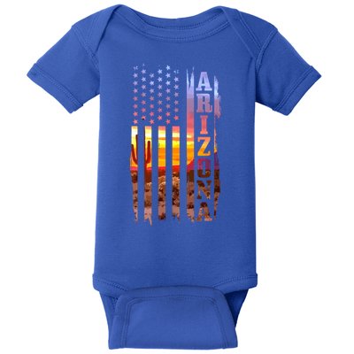 Arizona American Flag Pride Landscape Cactus Patriotic Gift Great Gift Baby Bodysuit