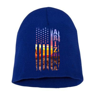 Arizona American Flag Pride Landscape Cactus Patriotic Gift Great Gift Short Acrylic Beanie