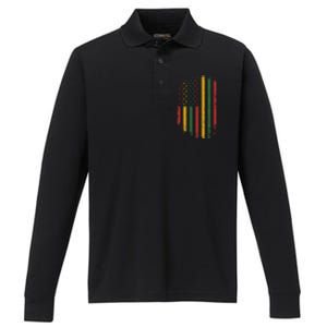 American african flag for black history freedom day Performance Long Sleeve Polo