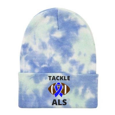 ALS Awareness Football Tackle Tie Dye 12in Knit Beanie