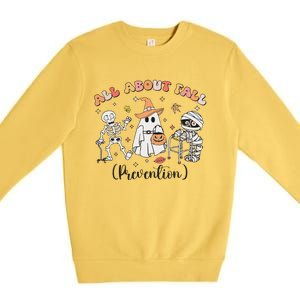 All About Fall Prevention Ghost Occupational Therapy Autumn Premium Crewneck Sweatshirt