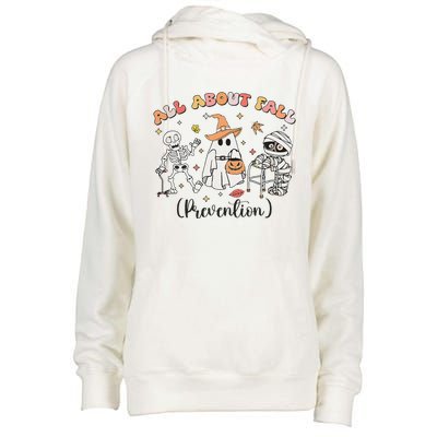 All About Fall Prevention Ghost Occupational Therapy Autumn Womens Funnel Neck Pullover Hood