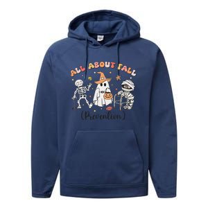 All About Fall Prevention Ghost Occupational Therapy Autumn Performance Fleece Hoodie